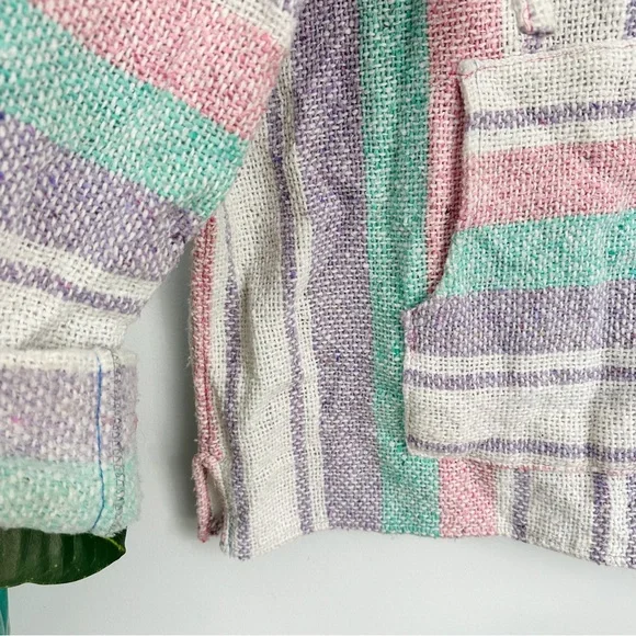 Vintage Pastel Baja Pullover, Hippie Hoodie, Mexican, Southwestern - Picture 5 of 5